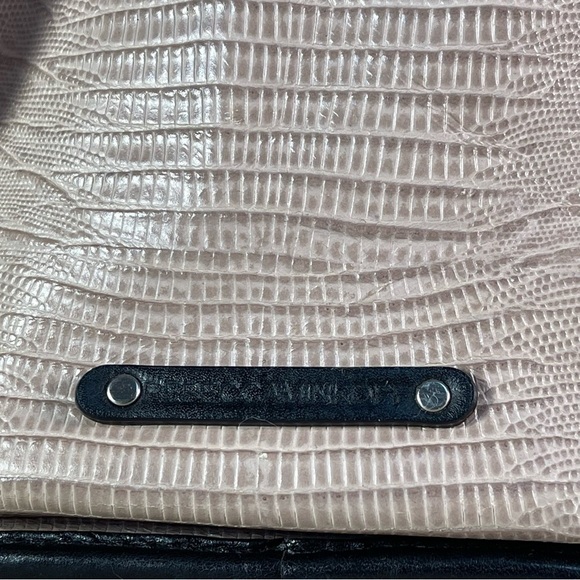 Rebecca Minkoff snake embossed leather pale pink and black structured tote bag - Picture 9 of 15